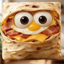 Latin-Inspired Spicy Beef & Lime Wrapped Companion, With Cilantro Magnet: The Filling Is Spicy Beef And Fresh Lime, With A Large Cartoon Eye Design And Toasted Wrap Texture, Asymmetrical Square Shape With Sticker Edge - A Lively And Cute Little Fridge Buddy - F - View 1