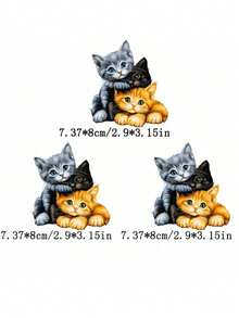 可爱猫咪乙烯基贴纸 - 卡通猫咪贴纸，适用于 T 恤、毛衣、包包、枕头 - DIY 生日礼物，男女通用，持久粘性装饰贴纸，非常适合手工艺者 - 彩色 - 查看 12