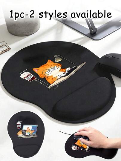 Equipped With Wrist Guard Mouse Pad, Cute Cat And Dog Pattern Design, Anthropomorphic Style, Ergonomic Design With Wrist Guard, Faux Leather Mouse Pad, Comfortable Mouse Pad With Smooth Wrist Guard, Computer Desk Pad, Office Keyboard Pad, Desktop Protection Pad, Suitable For Non Slip Base, Games, Non Slip, Computers, Laptops, Office, Home Use, Graduation Season Souvenirs, Suitable For Office And Gaming, Birthday Gifts, School Gifts, Mother's Day Gifts, Office Supplies
