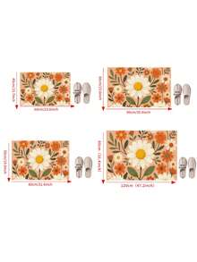1 pièce Tapis de porte à motif floral orange clair, tapis de salle de bain moderne antidérapant et absorbant, tapis de salon, de chambre à coucher et d'entrée, tapis d'extérieur, gratte-pied d'entrée, tapis de sol à imprimé floral, décoration de marguerite, tapis lavable et durable, imperméable, décoration de maison de campagne, ameublement doux de couleur crème, décoration de hall d'entrée nordique - Fondation Daisy - Voir 4
