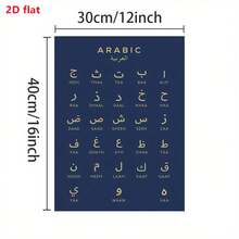 2D Flat Frameless Arabic Alphabet Poster - Navy Blue And Gold Canvas Language Learning Chart - All 28 Letters With English Phonetic Symbols - Simple Arabic Calligraphy Wall Decor, Suitable For Classrooms, Homes, And Offices - Ideal Gift For Arabic Language Students And Teachers - Modern Calligraphy Art, Textured Design, 2D Flat - A - View 7