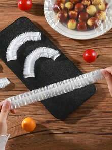 100 pièces Set de film plastique jetable et set de bonnets de douche jetables, film plastique de conservation des aliments ménagers en PE, cadeau de Noël, couvre-aliments élastique, pour conserver les aliments, les légumes et les fruits - Multicolore - Voir 6
