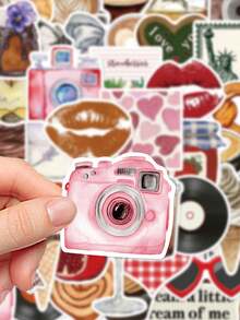 50 piezas de pegatinas estéticas retro, adecuadas para decorar cuadernos, portátiles, botellas de agua, fundas de teléfono, guitarras, monopatines, álbumes de recortes, equipaje, gran regalo para amigos, suministros para álbumes de recortes, papelería, pegatinas divertidas - Estética retro - Ver 6