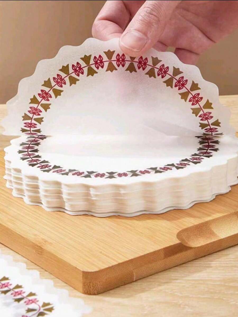 100 tờ giấy lót thức ăn, giấy thấm dầu dùng cho đồ chiên, nướng, ăn nhẹ, bánh ngọt, pizza, giấy lót đế hoa, giấy ren tròn.