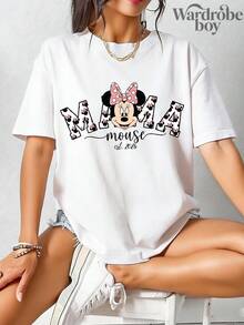 Disney White Round Neck Short Sleeved Printed T-Shirt, Mother's Day Themed Printed T-Shirt, 2026 New T-Shirt, Family Leisure Vacation T-Shirt, Unisex, High-Quality Pure Cotton T-Shirt, Suitable For All Seasons, Comfortable And Breathable | Exquisite Design | The Best Choice For Gifts - White - View 2