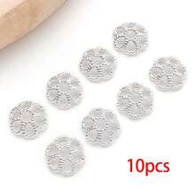 10/30个珠帽 18K镀银精美镂空花朵珠帽 黄铜花朵端帽 散珠 适用于手链项链 DIY珠宝制作工艺品材料 - 銀色 - 查看 20