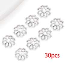 10/30个珠帽 18K镀银精美镂空花朵珠帽 黄铜花朵端帽 散珠 适用于手链项链 DIY珠宝制作工艺品材料 - 銀色 - 查看 17