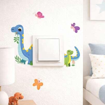 Hình dán công tắc đèn hình khủng long và bướm – Hình dán chống thấm nước cho phòng trẻ em, phòng tắm và hành lang, dễ dàng lắp đặt và tháo gỡ, trang trí vui nhộn.