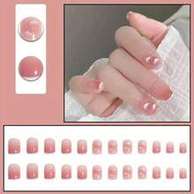 24-Piece Bright Pink Ballerina Nail Sticker Set, Cloud Pattern With White Border, Easy To Apply.These Reusable Artificial Nails Are Perfect For Beginners And Are An Ideal Choice For At-Home Manicures - Cloud - View 6
