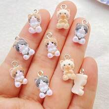 12/30个装 亮丽树脂可爱迷你卡通猫吊坠 - 节日主题DIY饰品 - 彩色 - 查看 7