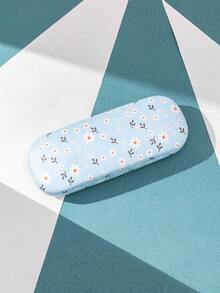 1 pieza Estuche de gafas con base azul claro y estampado floral blanco con carcasa protectora dura para la escuela, viajes, citas y uso diario, organizador portátil y lindo para el almacenamiento de gafas para niñas y mujeres - Azul claro - 204 - Ver 7