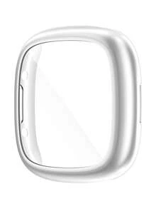 1 pieza Funda de reloj inteligente de TPU suave con cobertura total para Sense 2/Versa 4, de moda y cómoda, anti-caída, 2 en 1 con carcasa chapada y protector de pantalla, accesorios de funda de reloj inteligente a prueba de golpes y protectora - Fitbit Sense 2/Versa 4 - Ver 9
