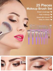 47件套化妆工具套装，包括：25支化妆刷套装+2个化妆海绵+2个迷你化妆海绵+2个迷你气垫粉扑+2个洁面海绵+2个手碗挂绳+1个化妆刷清洁工具+1个发带 - 彩色 - 查看 7