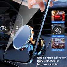 Universal Magnetic Car Phone Holder, Suitable For All Phone Models, Car Dashboard Metal Phone Magnetic Mount - Black - View 3