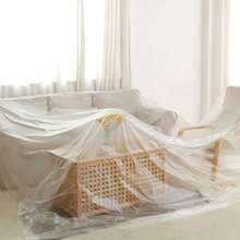1/5/10 pièces Housse de protection jetable pour meubles, en matériau PE, comprenant une housse de lit et une housse de canapé. Convient pour les voyages et le nettoyage à la maison - Transparent - Voir 7