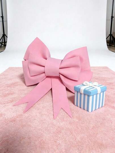 1 件超大粉色 3D 蝴蝶结装饰品，采用“多巴胺色”和“甜蜜浪漫”风格，适用于墙面装饰、派对用品、拍照道具、可爱家居装饰和礼品包装装饰。