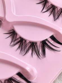 5 Pairs Full Strip Lashes Cat Eye Natural Look Tail Elongated Eyelashes Fox Eye Eyelashes Strip Lashes , Lashes, Eyelashes, Fake Lashes - Black - View 7