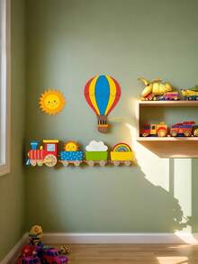 Baby Nursery Decor Hot Air Balloon Little Sun Little Train Wall Stickers Creative Home Party Wall Decoration Party Decor - Multicolor - View 6