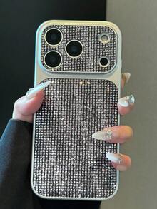 1pc Faux Diamond Shiny Gold Element PU Leather Pattern Classic Anti-Drop Soft Protective Phone Case Compatible With Apple 17Pro/17/Air/17Promax/11/12/13/14/12 Pro Max/16 Pro/15 Series Lens Protection, Holiday Gift - Multicolor - View 1