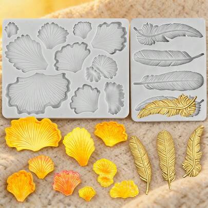 1pc Resin Mold For Handmade Soap, Candle, Plaster Decor, DIY Fragrance Clay, Jewelry - Feather & Ginkgo Leaf Shape