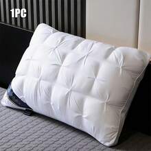 Luxury Tufted Bed Pillow Set Of 2, Plush Down Alternative Pillow, Soft Support Hotel Collection Pillow, Machine Washable For Bedroom Decor - White - View 7
