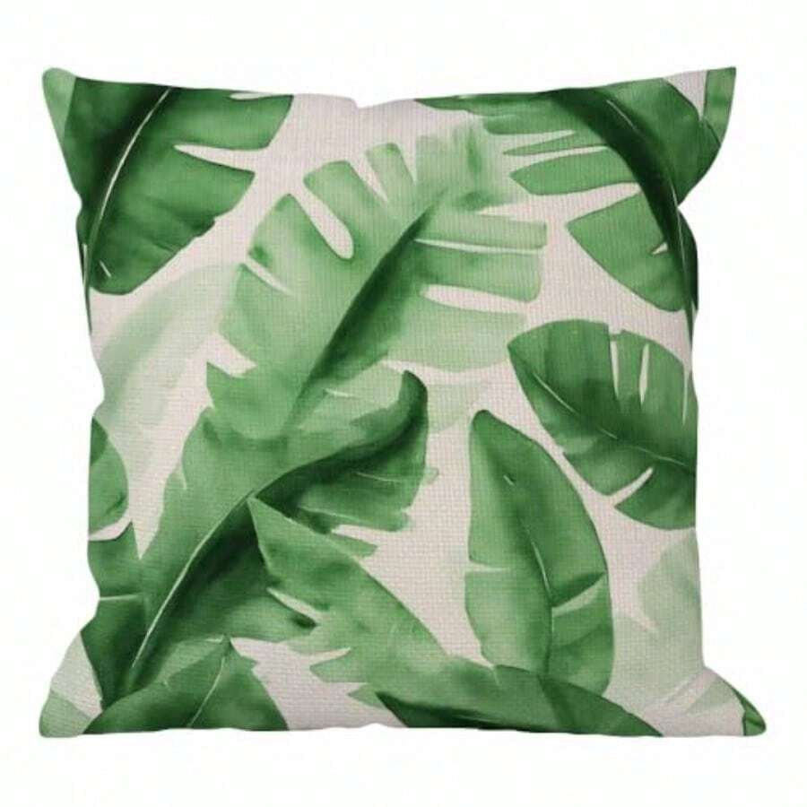 Design 87 - HGOD DESIGNS Banana Leaf Decorative Throw Pillow Cover CaseWatercolour Banana Leaves Cotton Linen Outdoor Pillow cases Square Standard Cushion Covers For Sofa Couch Bed 46cm x 46cm Green - Diseo 87 - Ver 1