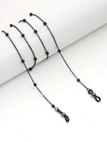 1 pieza Cadena de gafas con cuentas negras, accesorio para gafas para mujeres - Negro - Ver 1
