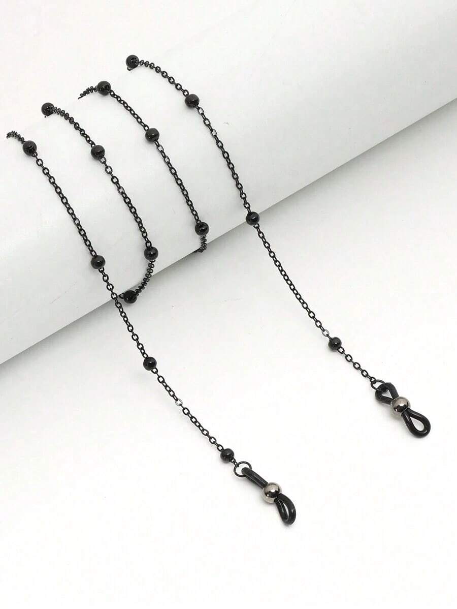 1 pieza Cadena de gafas con cuentas negras, accesorio para gafas para mujeres - Negro - Ver 1