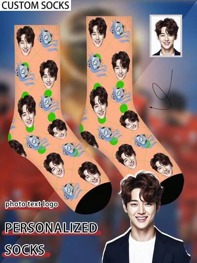 1 par de calcetines personalizados con cara, calcetines personalizados con foto, calcetines impresos personalizados, calcetines divertidos personalizados con cara, calcetines personalizados con imagen, pon cualquier cara en los calcetines, regalo de aniversario, regalo de San Valentín, regalo de cumpleaños, regalo de boda, regalo del Día de la Madre, regalo del Día del Padre, regalo para el mejor amigo