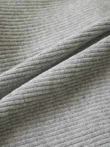 Spring/Summer New Fashionable Drawstring Tie Neck Long Sleeve Cropped Top Women, Open Slit Flare Sleeve Fitted Slim Blouse, Chic Casual Wear Showing Collarbone - Grey - View 7