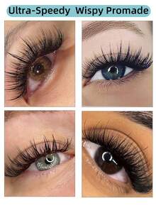 400pcs/Set 20 Rows XXL Tray D-Curl 9D 7D 5D Thin Handmade Pre-Made Fanned Lash Extension Kit, 0.07mm 8-15mm Mixed, Ultra-Narrow Tapered Base, Imported Korean PBT Fiber, Super Black Soft 5D 7D 9D Spiky Pre-Made Fanned False Eyelash Fiber - D - View 12