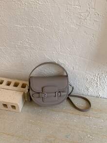 2026新款复古拼接手提包，高品质马鞍包，休闲百搭斜挎包 - 灰色 - 查看 8