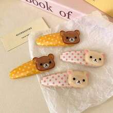 2pcs Kawaii Rilakkuma Bangs Side Clip Cartoon Cute Wave Point BB Hair Clip Sweet Versatile Hairpin Hair  Birthday Gift - 黃色-2件 - 查看 4