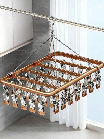 44 Clips Multi-Function Drying Rack, Suitable For Balcony, Can Be Used To Hang Underwear, Pants And Other Items