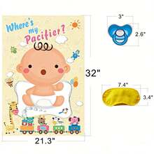 Where's My Pacifier Baby Shower Game, Baby Shower Party Game Kit With Poster, Blindfold And Pacifier Stickers For Baby Shower Party Activities - Multicolor - View 2