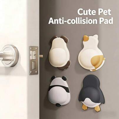 2pcs Cute Pet Soft Rubber Anti-Collision Pads, Magnetic Door Handle Bumper Cushion Decor, Quiet Rubber Mats