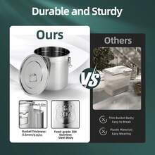 5.5Gal 304 Stainless Steel Airtight Canister With Lid And Locking Clamp, Rice Cereal Grain Canisters Container, Metal Rice Bucket For Kitchen,Dog Food, Bird Seed, Coffee, Cookies Storage(Silver-21L) - View 4