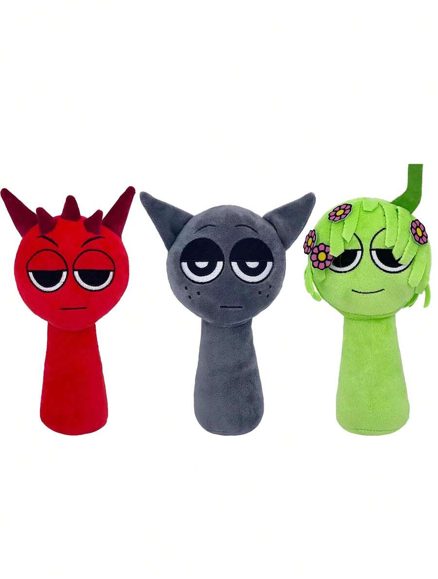 3 Pack Sprunki Incredibox Plush Toys, Cute Stuffed Animal Plushies For Kids & Game Fans, Soft Cartoon Character Dolls, Ideal Birthday Gifts & Room Decor - 彩色 - 查看 1
