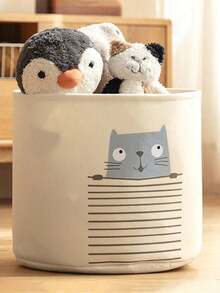 1个大容量毛毡玩具收纳篮，可折叠洗衣篮 - 彩色 - 查看 5