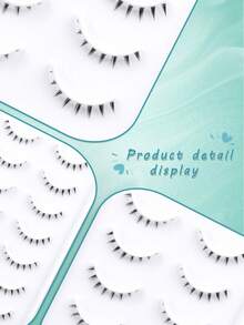 10对纤长浓密型6毫米自然下睫毛，精致妆容，百搭假睫毛 - 黑色 - 查看 9