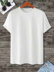 Manfinity Homme Men's Casual And Versatile Solid Color Short Sleeve T-Shirt - 白色的 - 查看 5