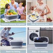 2.4 Gal(9L) Collapsible Dish Basin With Drain Plug, Space Saving Outdoor Multiuse Foldable Sink Tub, Dishpan, Kitchen Storage - JJ345 - Xem 6