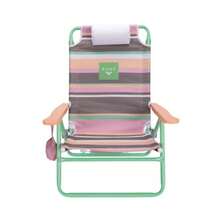ROXY - Silla de playa para exteriores silla plegable ligera con reclinable ajustable y soporte para vasos días de playa sillas de piscina sillas de camping plegables silla de bronceado o festival - Rosa/Verde - Ver 8