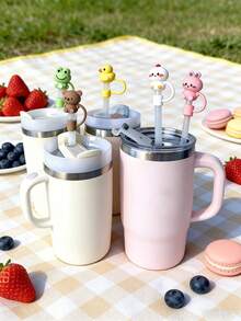1pc/3pcs/5pcs Cute Animal 3D Straw Toppers, Reusable Straw Covers, Dust-Proof Straw Decorative Caps - Animal Straw Cover - View 4