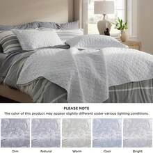 2/3Pcs Quilted Summer Quilt Set, Solid Grey Lightweight Bedspread Coverlet, Soft Breathable Air Conditioned Quilt, Machine Washable Bedding Set For All Season, Twin/Full/Queen/King Size - trắng - Xem 4