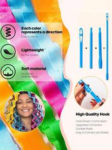 无需加热的螺旋卷发器套装，带造型钩，不伤发，隔夜即可轻松打造无热卷发，女士DIY长发和中长发卷发套装 - 彩色 - 查看 4