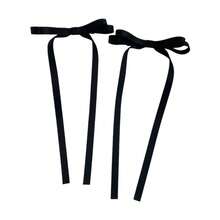 2个装女士黑色蝴蝶结发夹，芭蕾舞风格蝴蝶结发饰，少女风双马尾发夹，发卡 - 2pcs黑色絲絨 - 查看 4