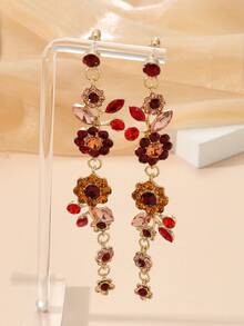 Pendientes colgantes con flor de strass, ideal para San Valentín, Mamá, Madre, Día de la Madre, regalo - Multicolor - Ver 9