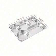 Stainless Steel Plate Food Containers Tray With Compartments Sliver Bento Lunch Boxs With Lid For Canteen Restaurant Tableware - Silver - View 3