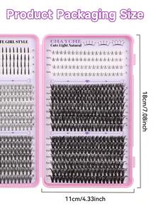 712/670/200 piezas Conjunto de pestañas postizas gruesas y con púas (incluidas las pestañas inferiores), longitud de 5-16 mm, efecto voluminoso de rizo D. Incluye tutorial de pestañas postizas segmentadas DIY adecuado para principiantes para crear un aspecto de pestañas densas y elásticas. - Rosa - Ver 12